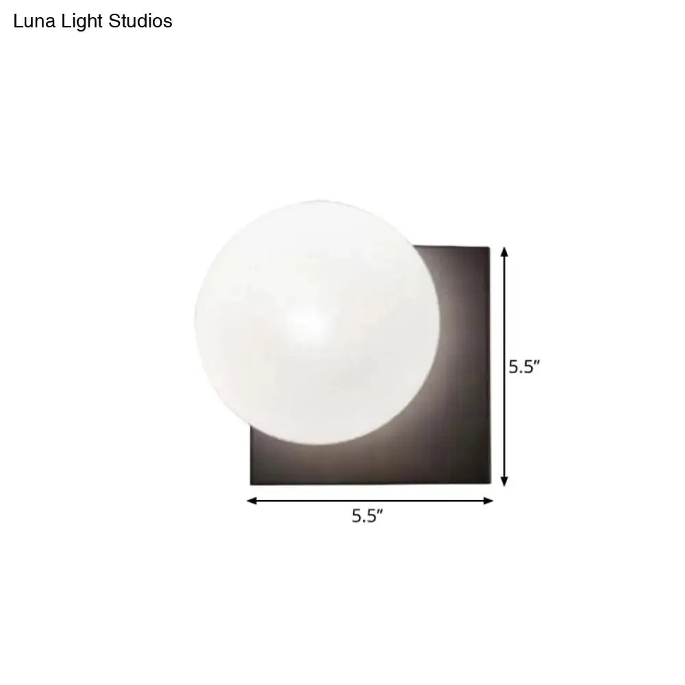 1 Light Modern Wall Sconce with White Glass Shade, Black Ball Mounted Fixture