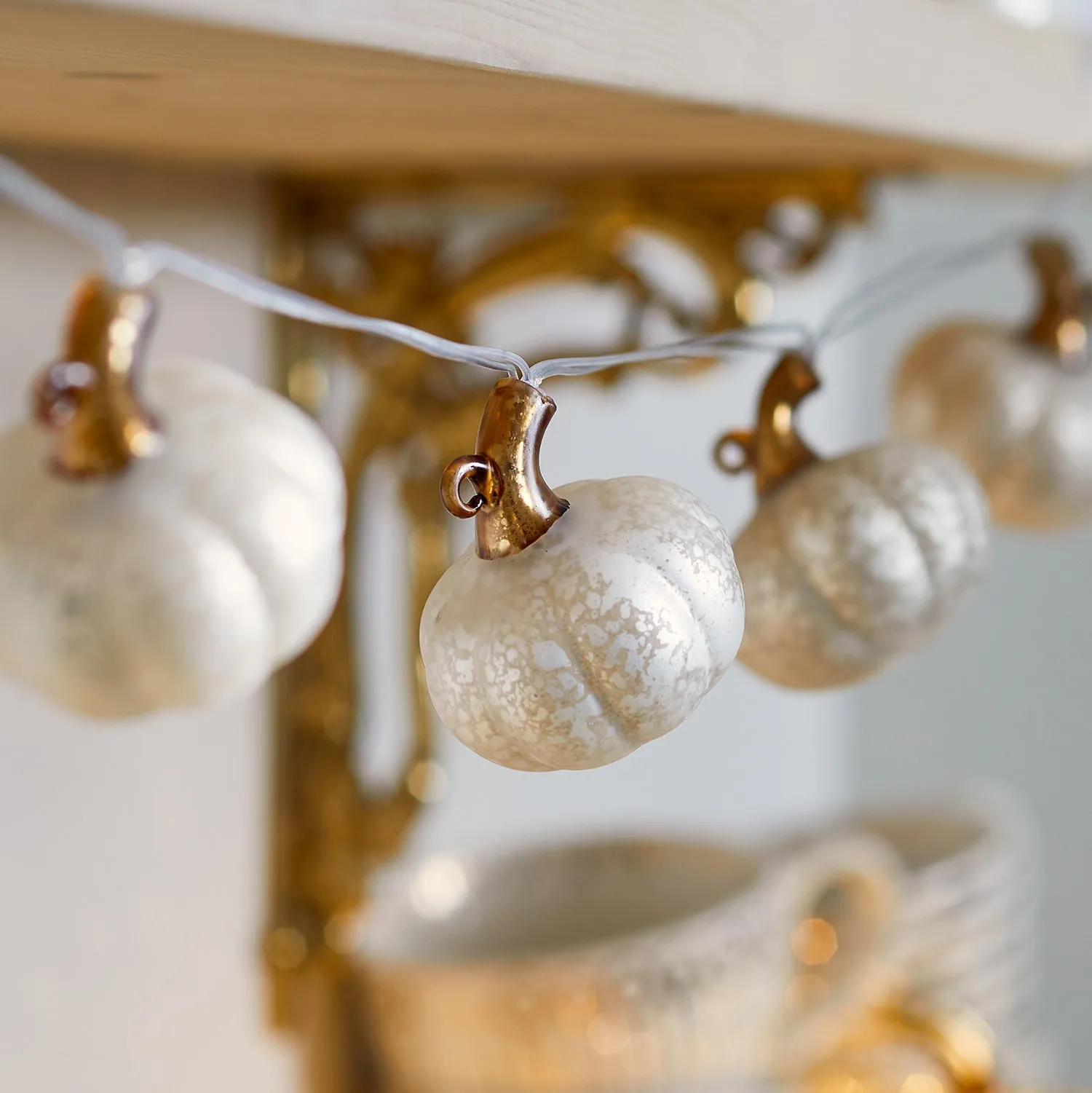 10 Antique White Pumpkin Fairy Lights