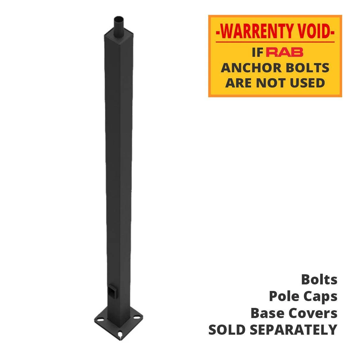 10 ft Light Pole With Base, 4 in Square Shaft, 11 Gauge Thickness, Welded Tenon, Bronze Finish