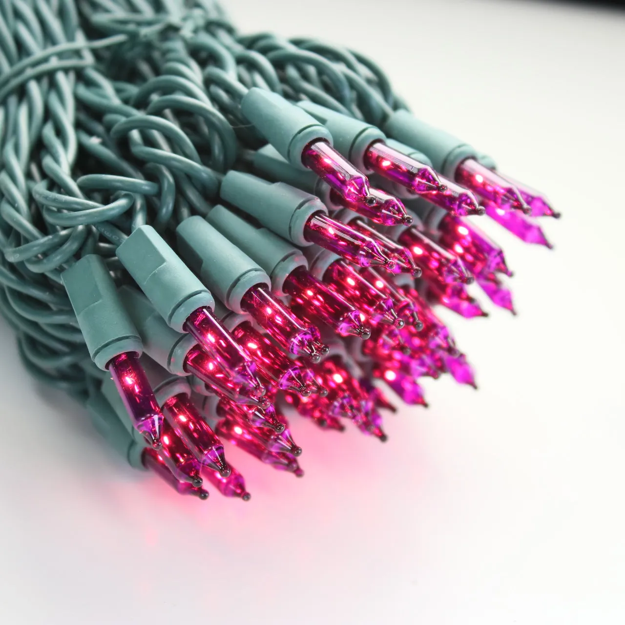 100-bulb Purple Mini Lights, 6" Spacing, Green Wire