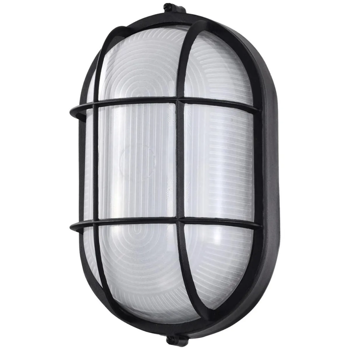 11 In. LED Outdoor Bulkhead Light Frosted GlassBlack finish