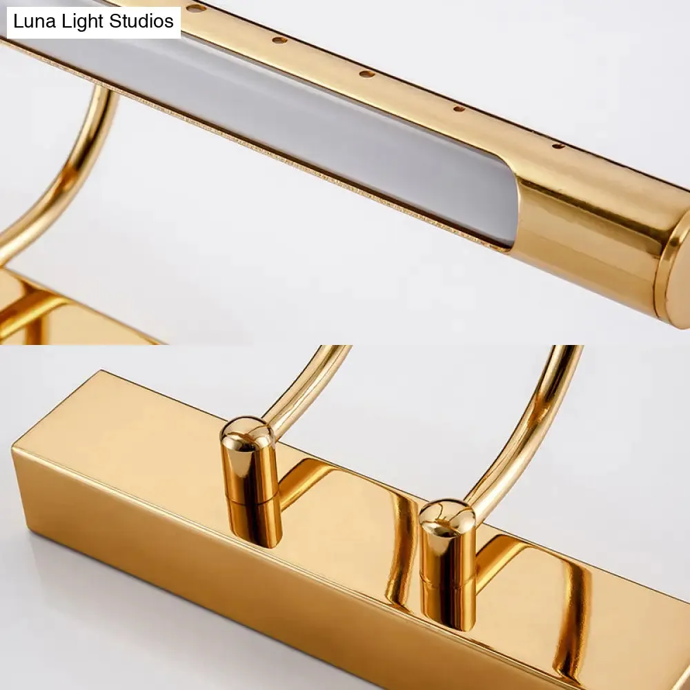 14"/19" Modern Gold Metal Wall Lighting with Tubed Arc Arm - LED Bathroom Vanity Light Fixture