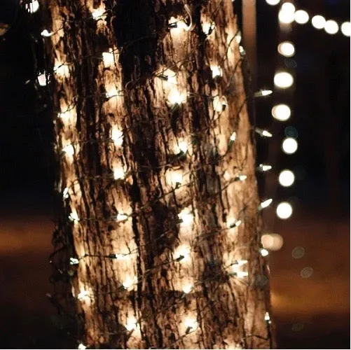 150-bulb 6' Clear (White) Tree Trunk Net Lights, Brown Wire