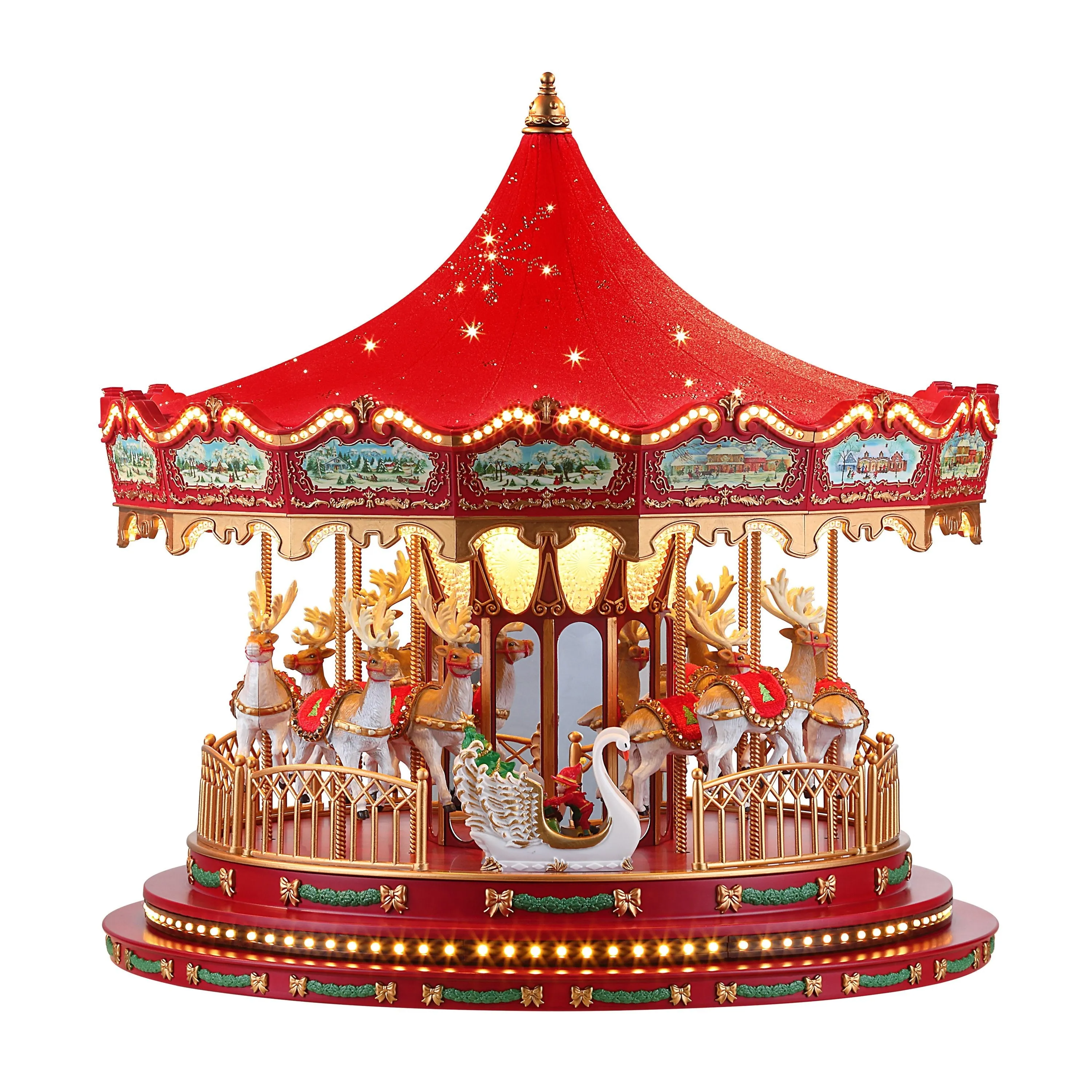 17 in. Animated Deluxe Crystal Carousel - Red