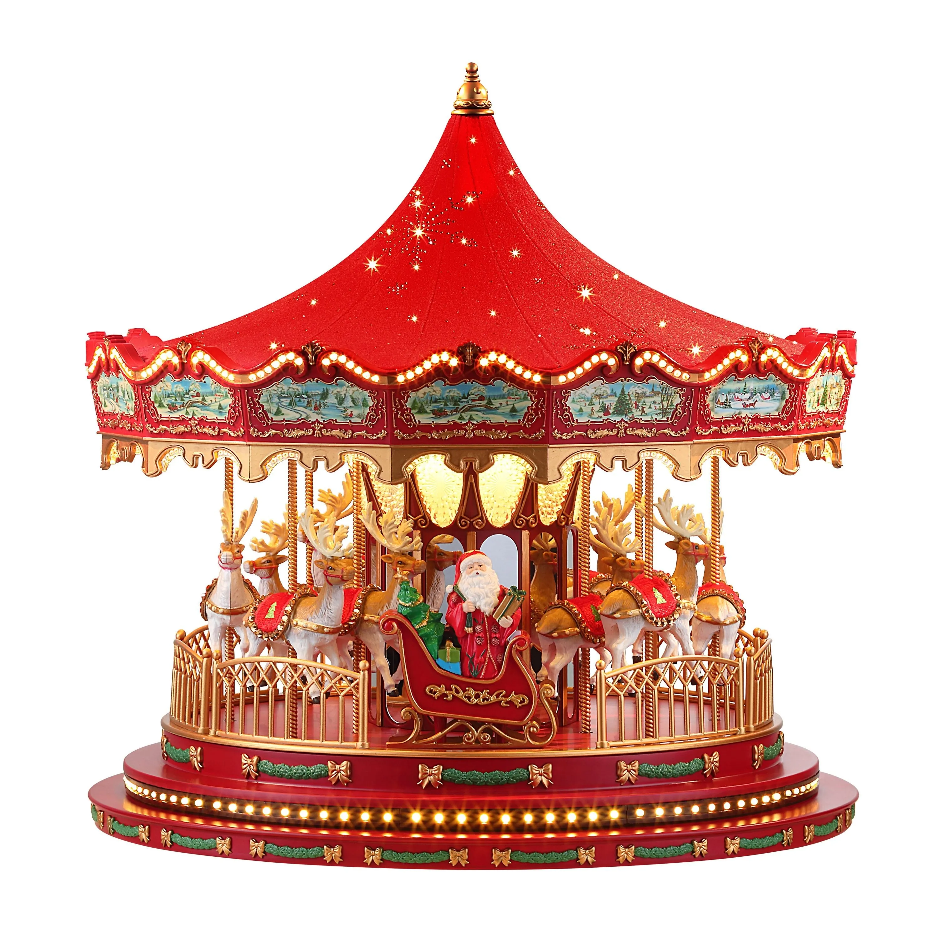 17 in. Animated Deluxe Crystal Carousel - Red