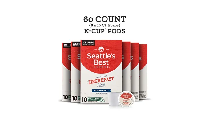 180-Count: Seattle's Best Coffee Breakfast Blend Medium Roast K-Cup Pods (18 Packs of 10) - FREE SHIPPING!