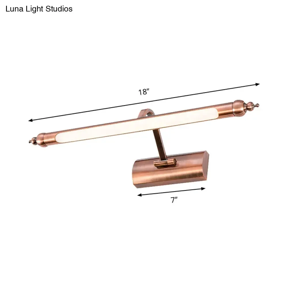 18"/22" LED Bathroom Vanity Sconce Light with Linear Metal Shade in Warm/White Lighting - Copper Wall Fixture