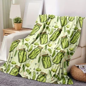 1pc Cozy Cucumber Pickles Bottle Print Flannel Blanket - Ultra Soft, Plush, and Warm Throw Blanket for Travel, Sofa, Bed, Office, and Home Decor - Perfect Birthday and Holiday Gift for Boys, Girls, and Adults, Suitable for All Seasons