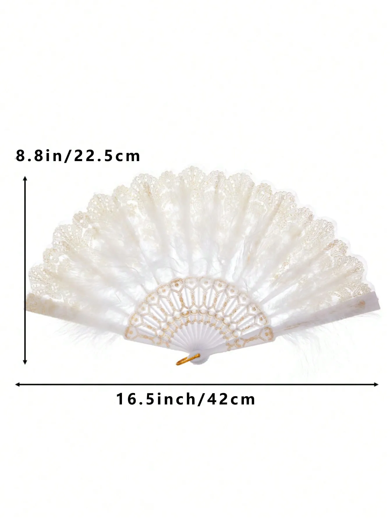 1pc Feather Fan, Ostrich Feather Folding Fan For Dance Performance And Photoshoots, European-Style Palace Fan For Tea Parties, Bridal Hand Fan, Lolita Decorative Fan