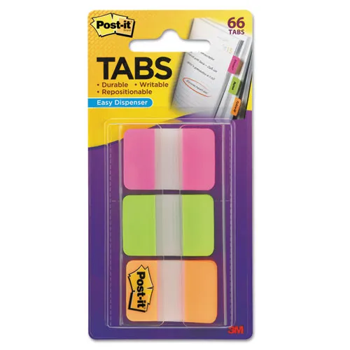 1" Tabs, 1-5-cut Tabs, Assorted Brights, 1" Wide, 66-pack