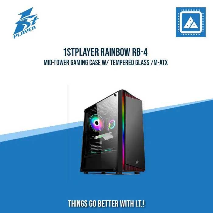 1STPLAYER RAINBOW RB-4 MID-TOWER GAMING CASE W/ TEMPERED GLASS /M-ATX