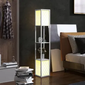 2-Light Modern Floor Lamp with Shelves for Living Room, Bedroom, White