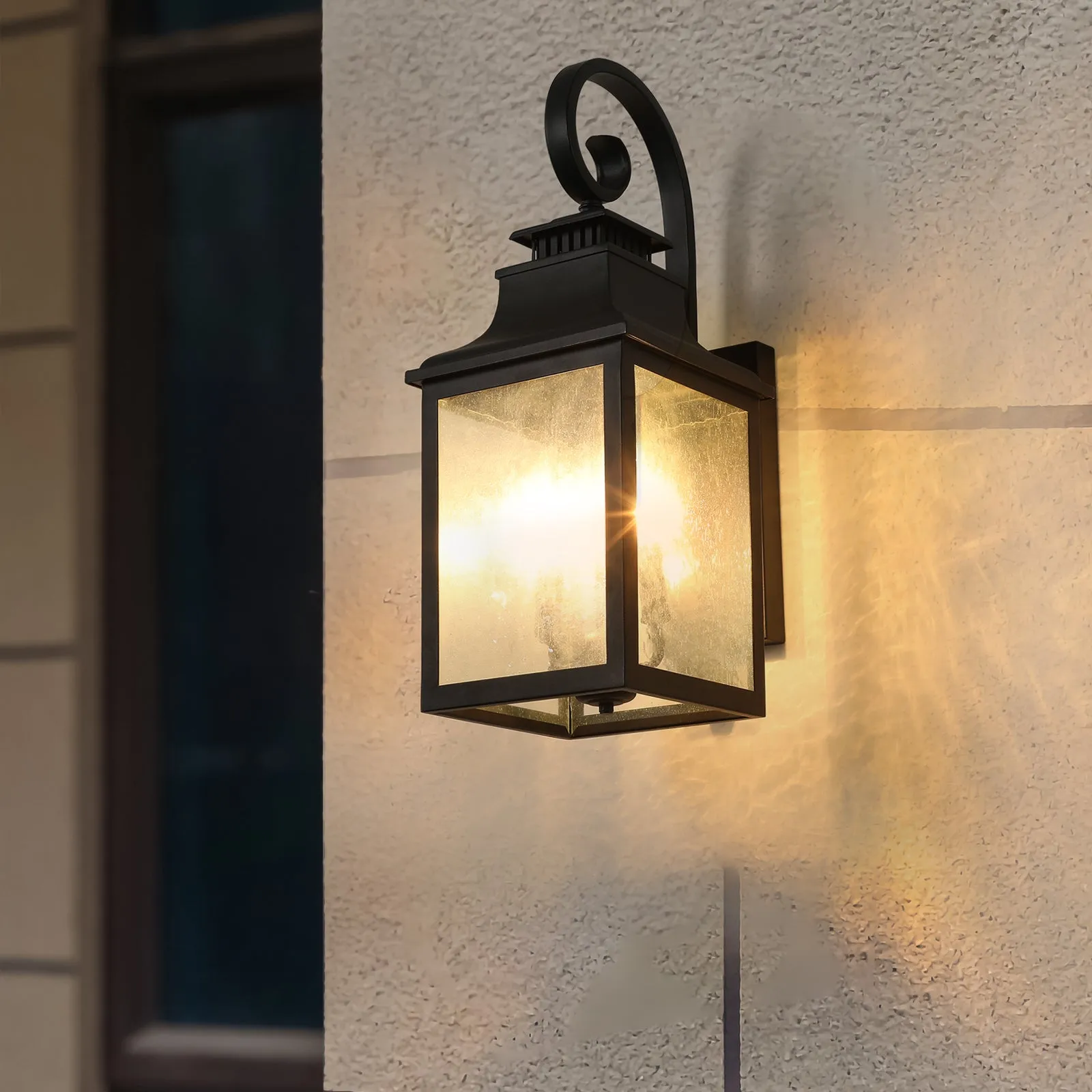 2 Pack Vintage Porch Wall Lights Outdoor Waterproof Glass Wall Lights Lantern Wall Lights