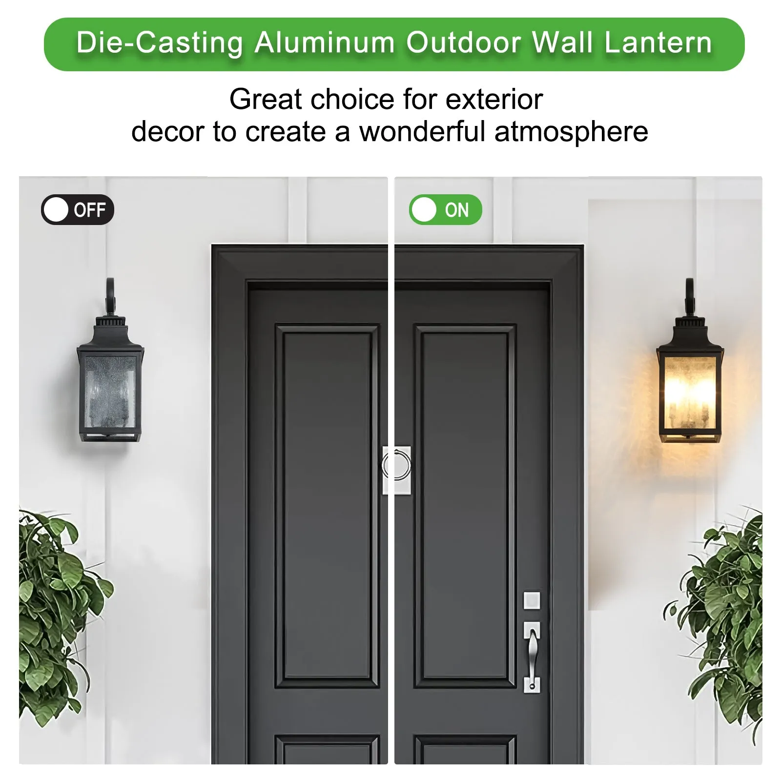 2 Pack Vintage Porch Wall Lights Outdoor Waterproof Glass Wall Lights Lantern Wall Lights