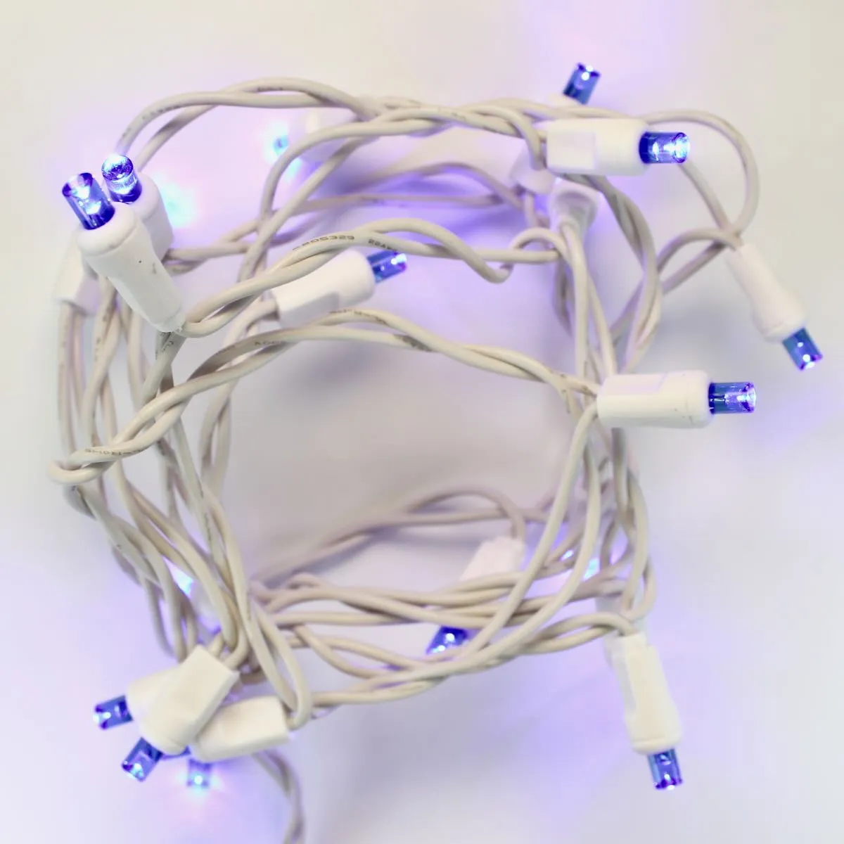 20-light Blue LED Craft Lights, White Wire