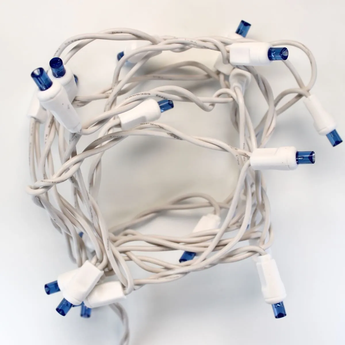 20-light Blue LED Craft Lights, White Wire