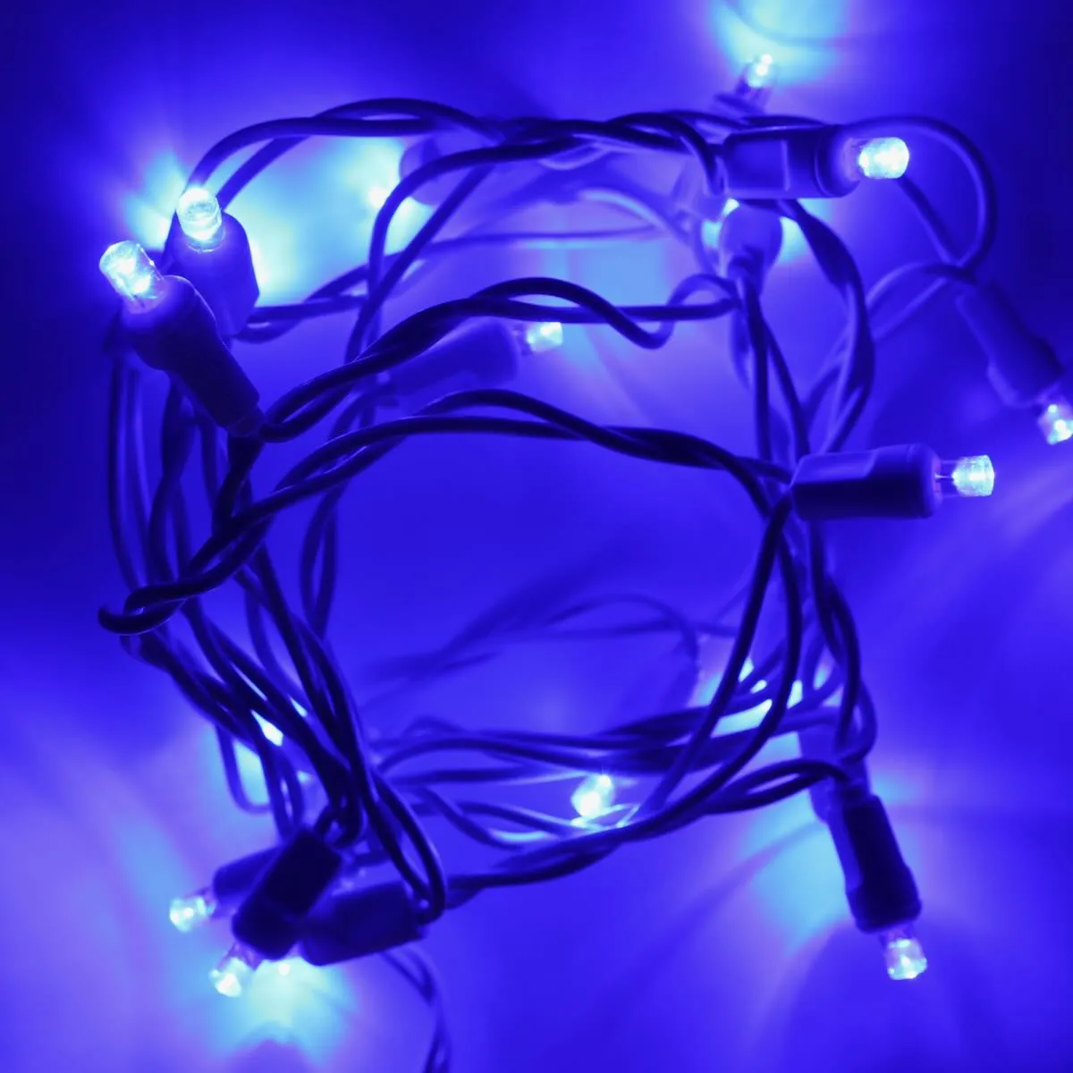 20-light Blue LED Craft Lights, White Wire