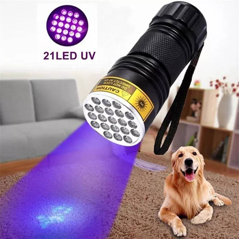 21 LED UV Ultraviolet Flashlight Blacklight 395NM Mini Torch Flash Lamp For Pet Urine Stains Portable Black Light Flashlights