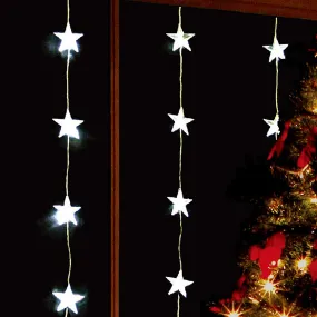 24 LED Star Curtain Lights, Indoor and Outdoor - Bright White