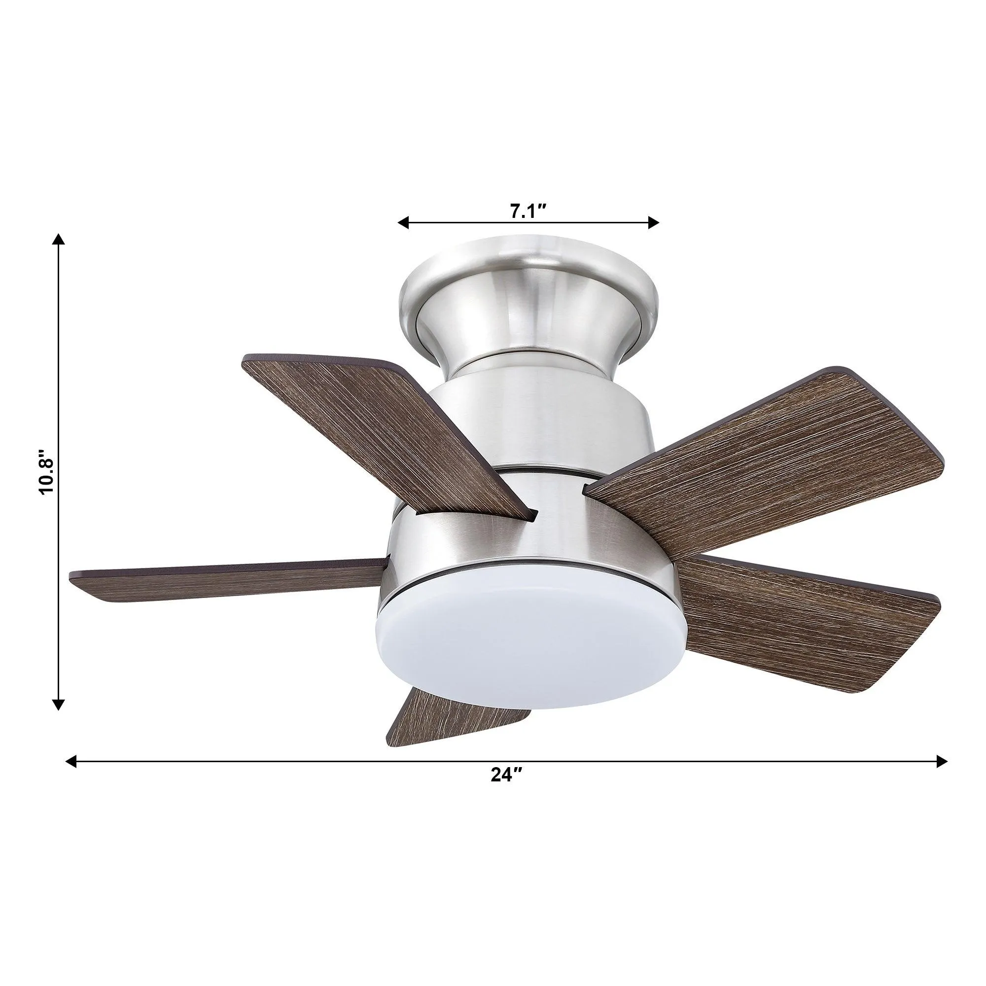 24" Farmhouse Flush Mount Reversible Iron Ceiling Fan with Lighting and Remote Control