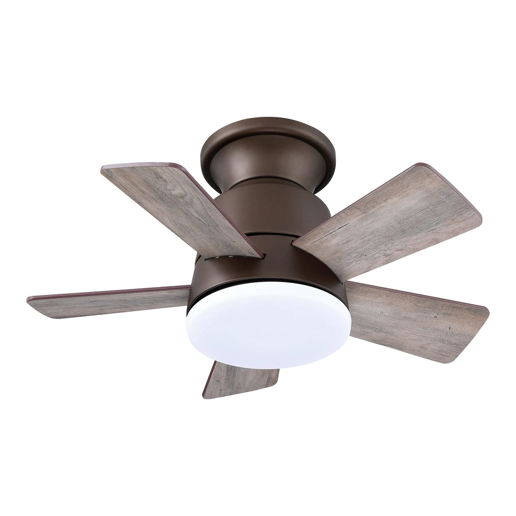 24" Farmhouse Flush Mount Reversible Iron Ceiling Fan with Lighting and Remote Control