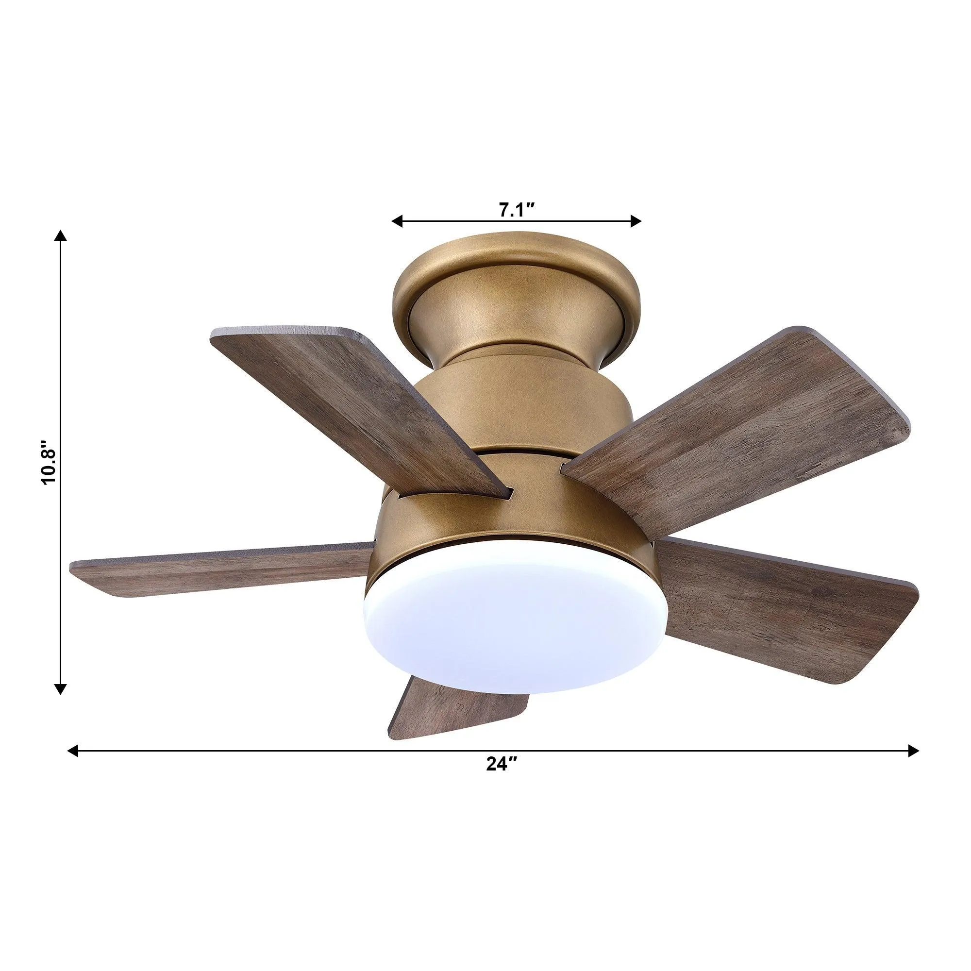 24" Farmhouse Flush Mount Reversible Iron Ceiling Fan with Lighting and Remote Control