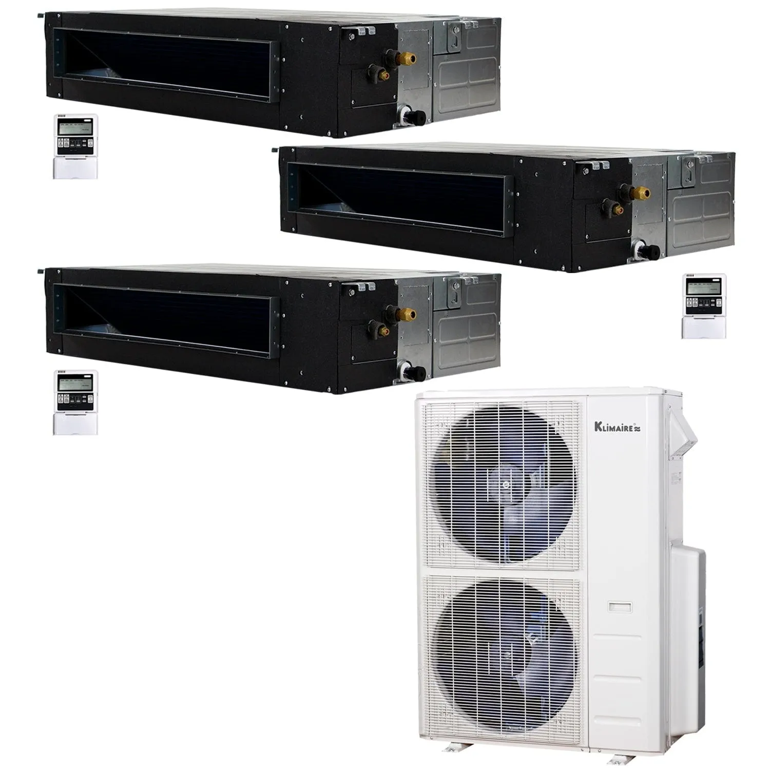 3-Zone Klimaire 20.5 SEER2 Multi Split Ducted Recessed Air Conditoner Heat Pump System 12 18 24