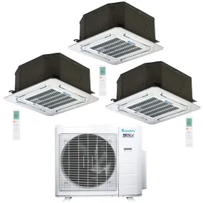 3-Zone Klimaire 23.5 SEER2 Multi Split Ceiling Cassette Air Conditioner Heat Pump System 12 12 12