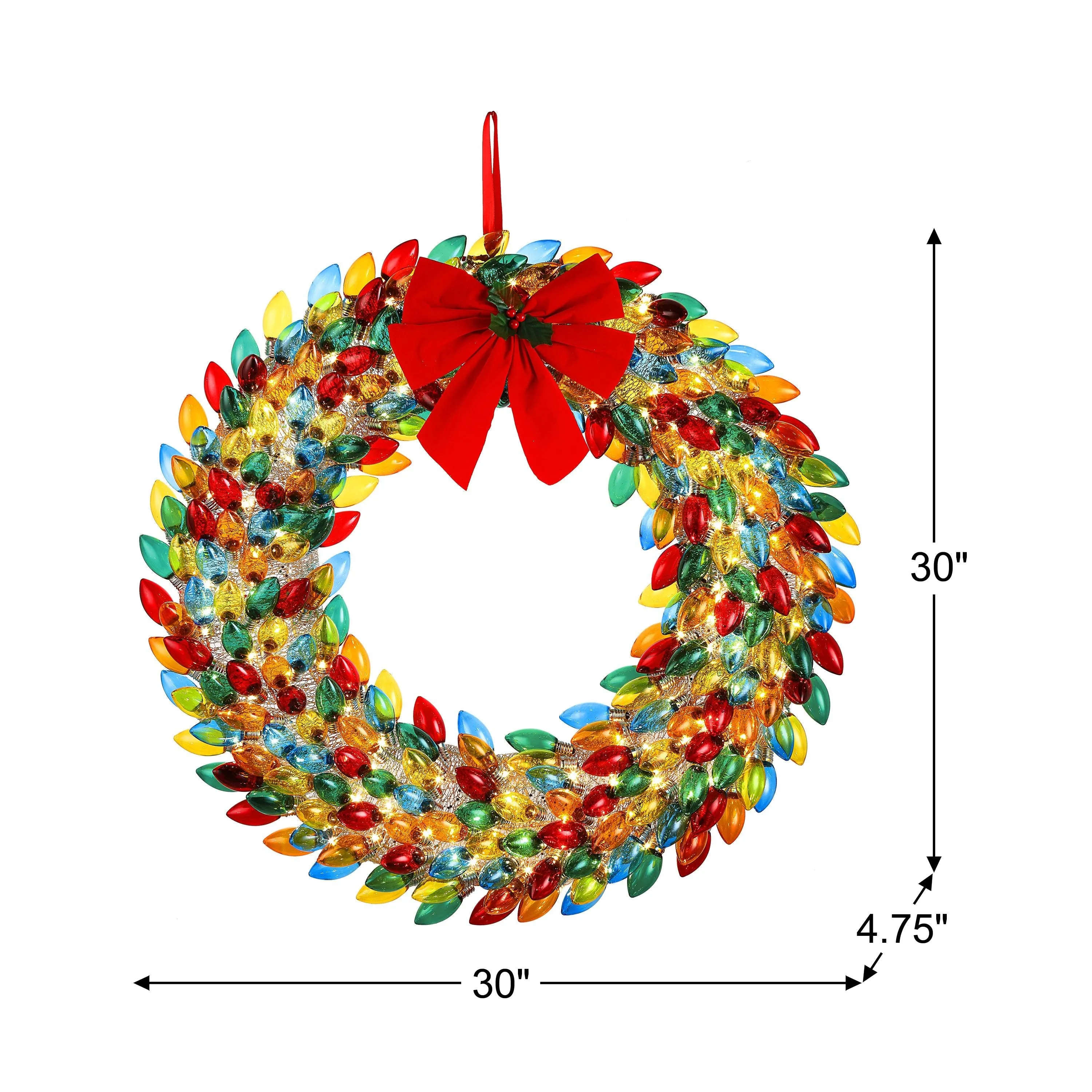 30 in. Retro C9 Bulb Wreath - Multi-Color