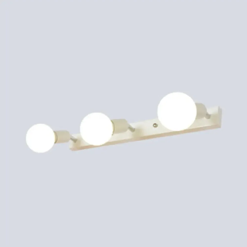 3/4-Head Bedroom Vanity Wall Sconce in Simple Metal Finish with Exposed Bulb - Black/White