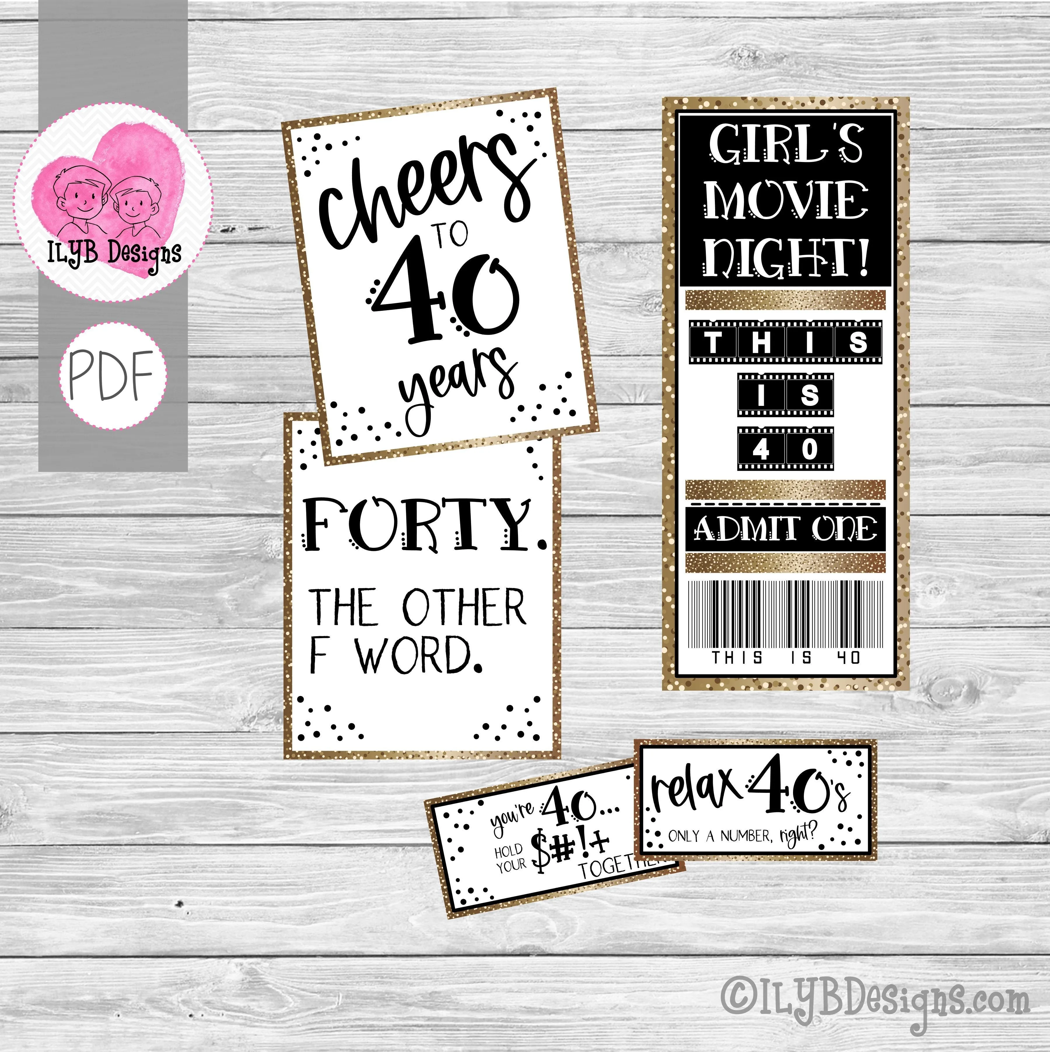 40th Birthday Survival Kit Printables - PDF Printable File