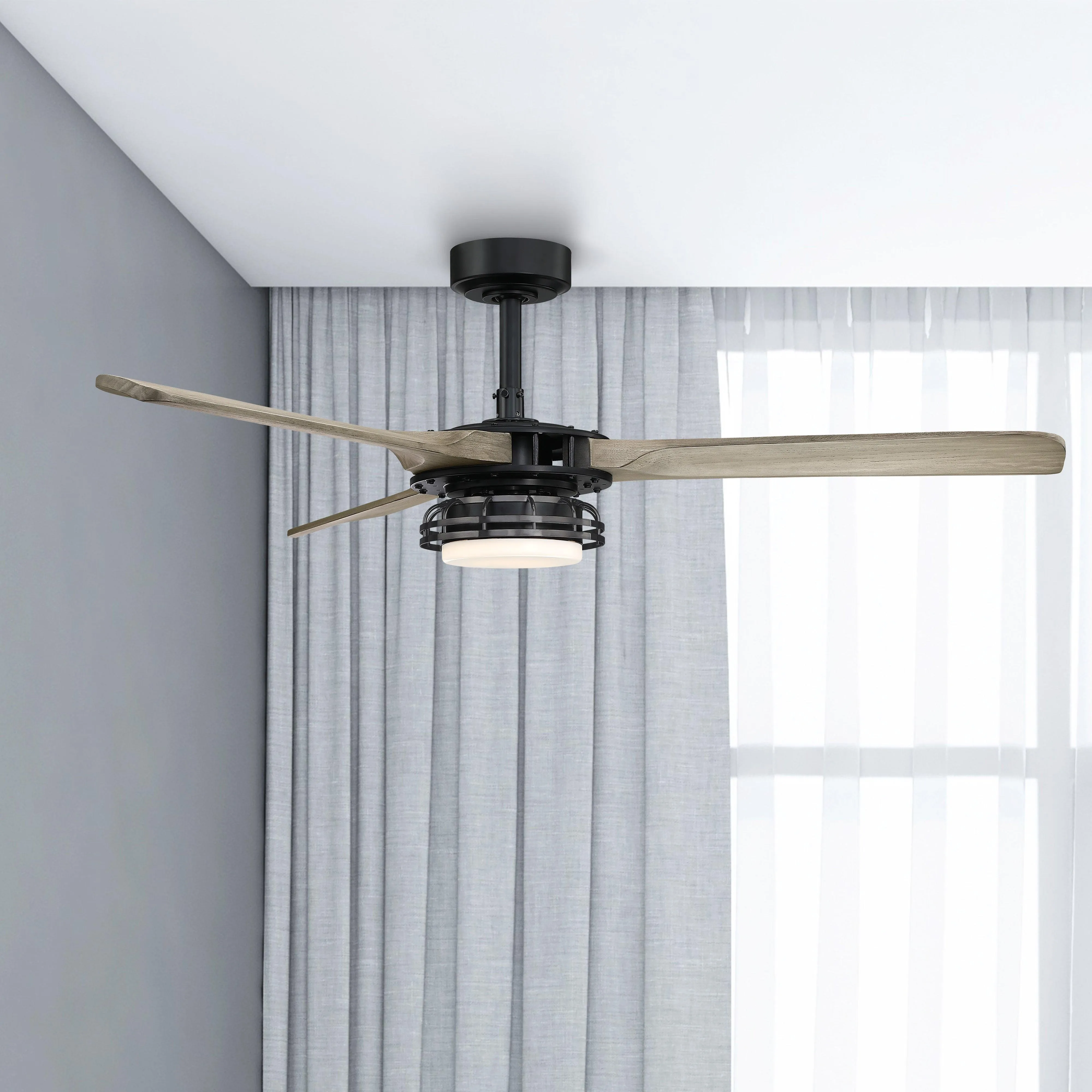 52" Aerofanture Industrial DC Motor Downrod Mount Reversible Ceiling Fan with Lighting and Remote Control