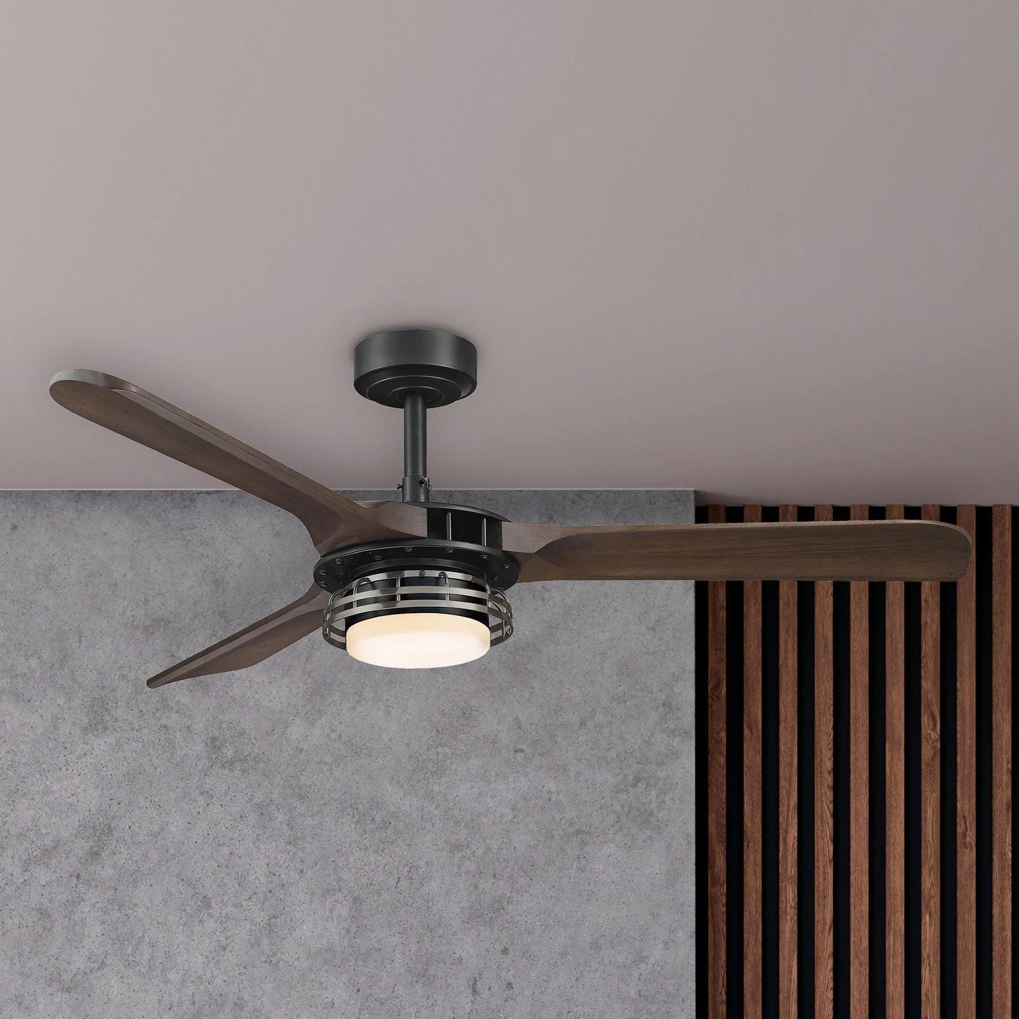 52" Aerofanture Industrial DC Motor Downrod Mount Reversible Ceiling Fan with Lighting and Remote Control