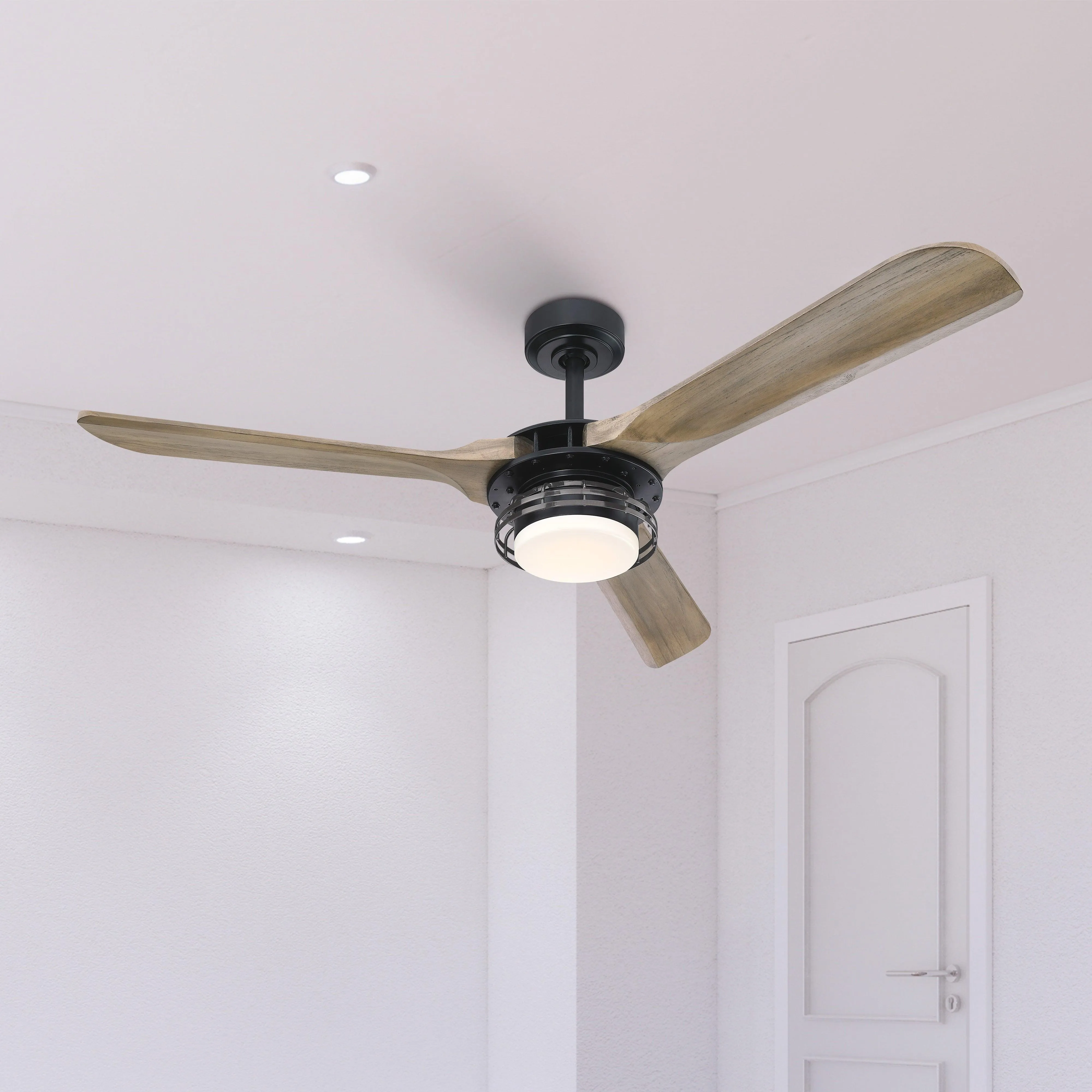 52" Aerofanture Industrial DC Motor Downrod Mount Reversible Ceiling Fan with Lighting and Remote Control