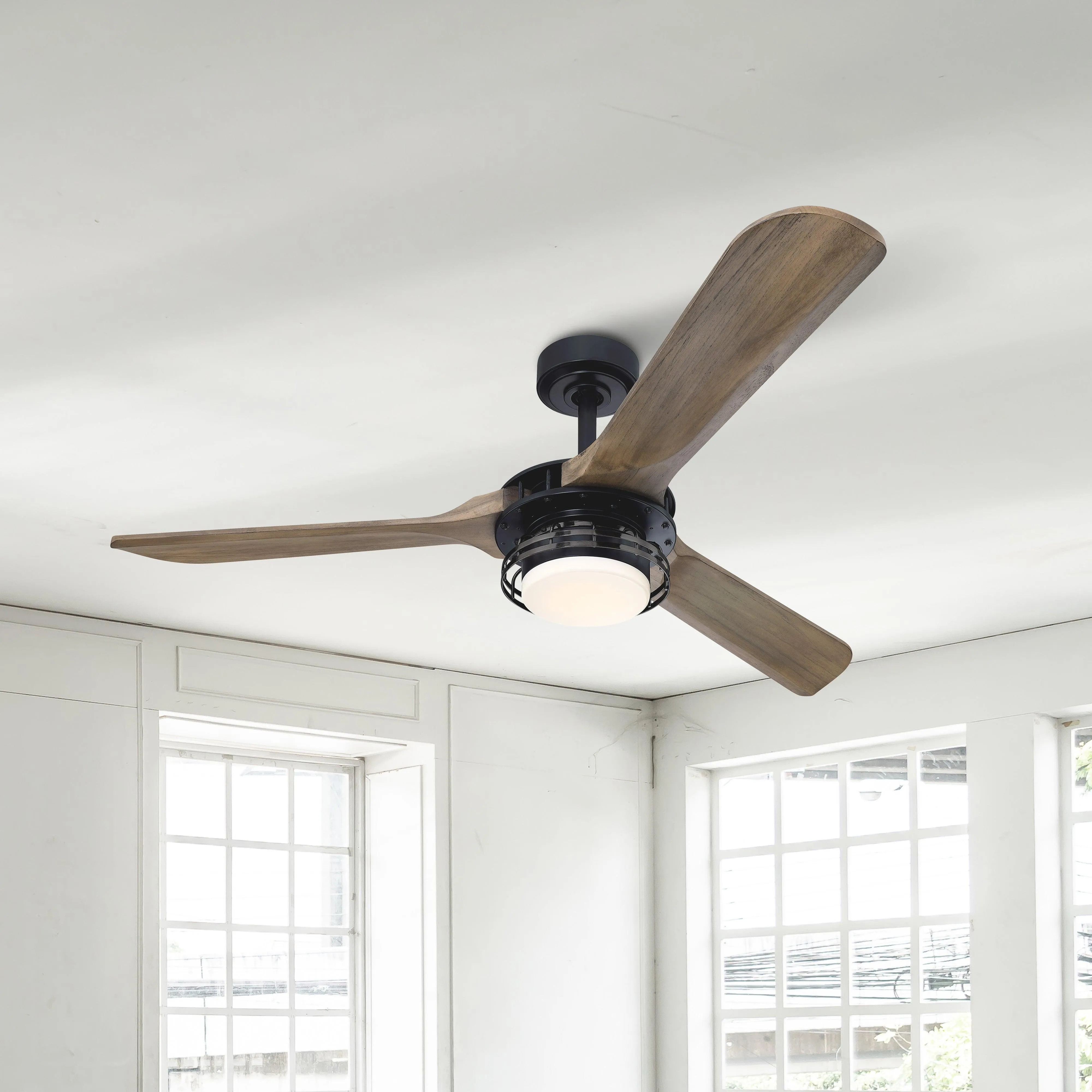 52" Aerofanture Industrial DC Motor Downrod Mount Reversible Ceiling Fan with Lighting and Remote Control