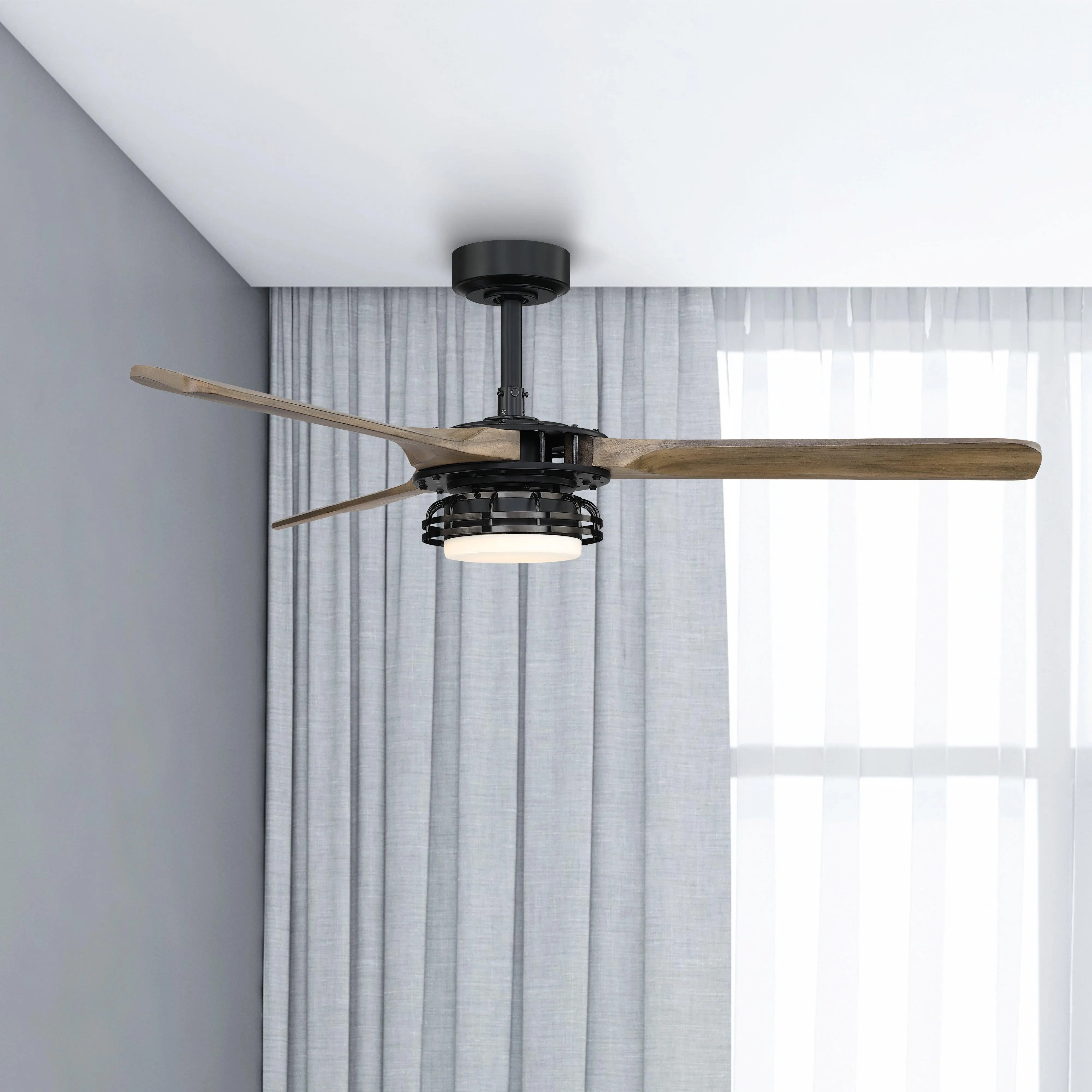 52" Aerofanture Industrial DC Motor Downrod Mount Reversible Ceiling Fan with Lighting and Remote Control