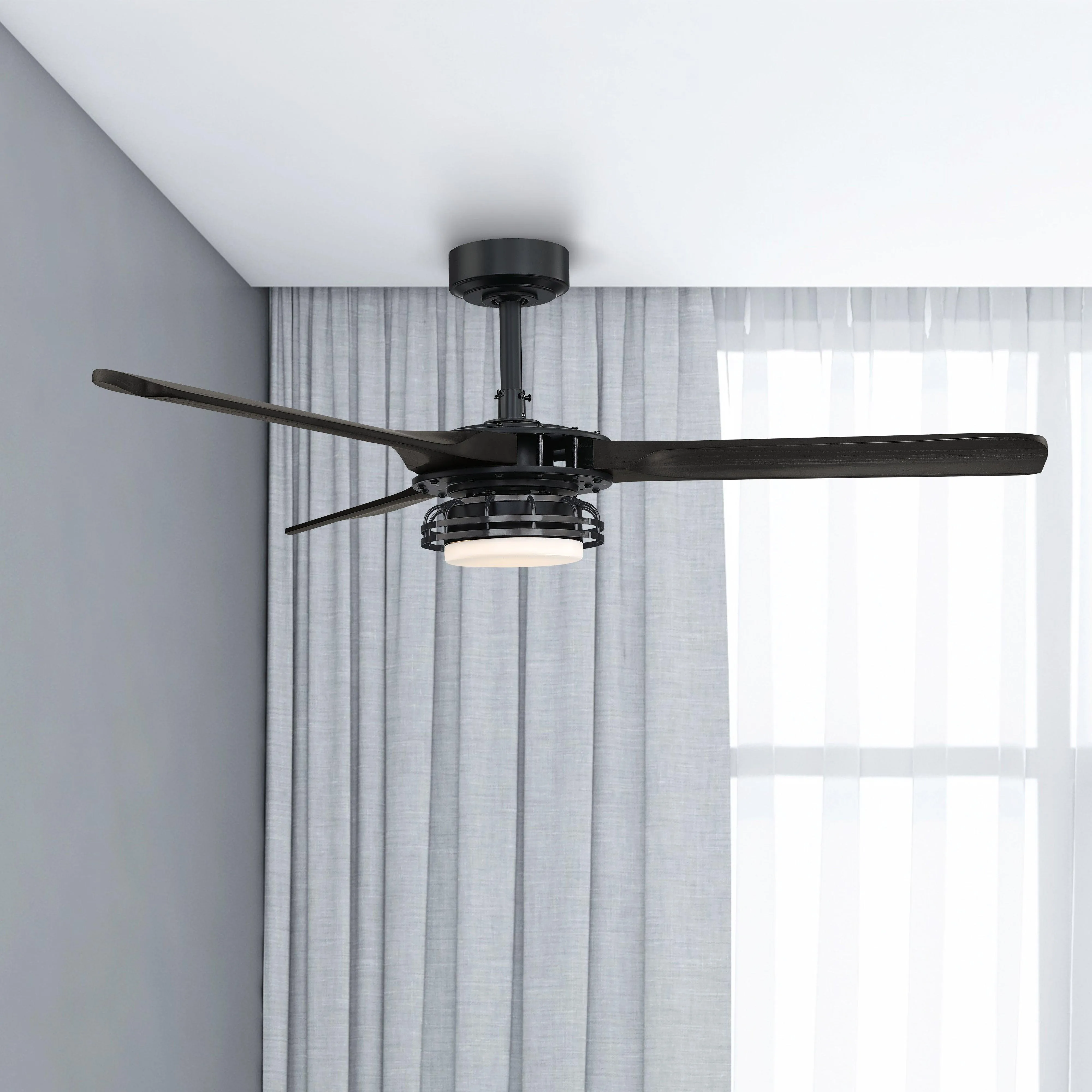 52" Aerofanture Industrial DC Motor Downrod Mount Reversible Ceiling Fan with Lighting and Remote Control