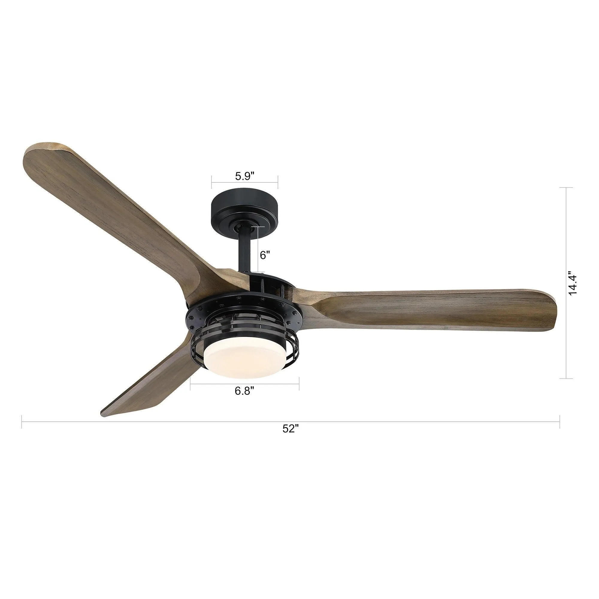 52" Aerofanture Industrial DC Motor Downrod Mount Reversible Ceiling Fan with Lighting and Remote Control