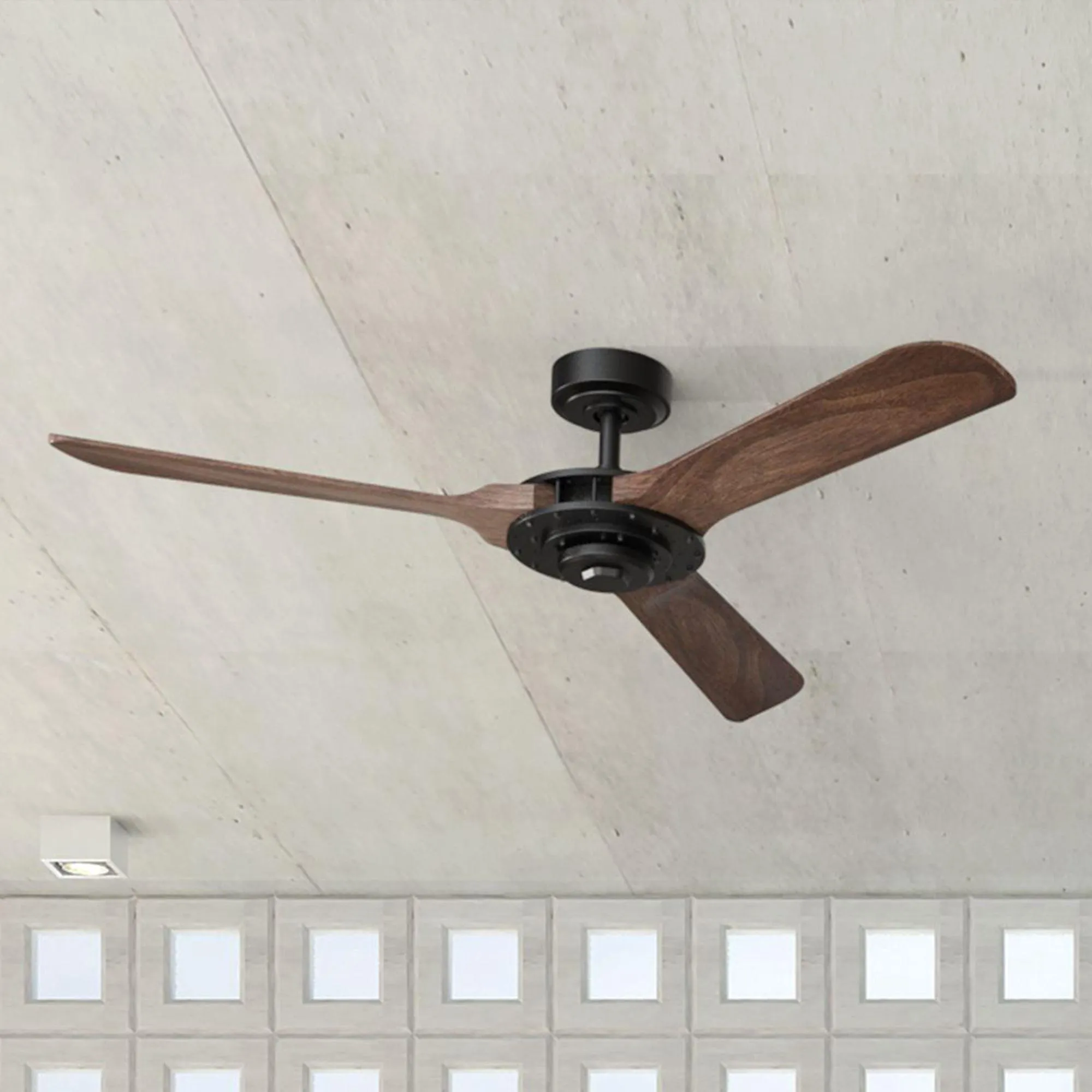 52" Aerofanture Industrial DC Motor Downrod Mount Reversible Ceiling Fan with Lighting and Remote Control