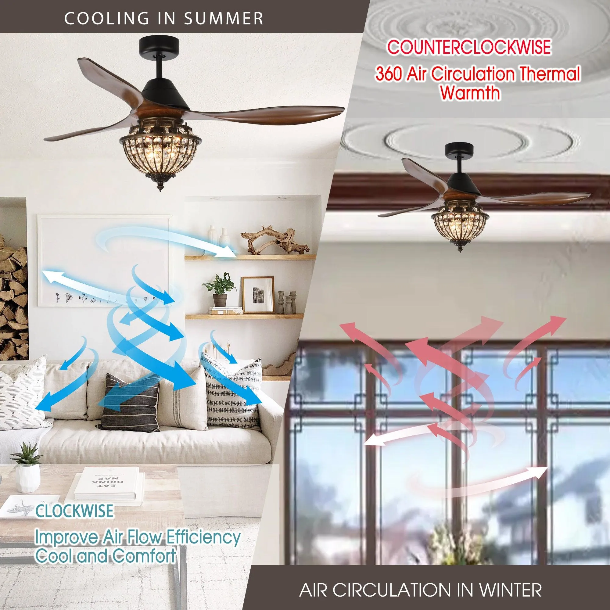 52" Vicky Modern DC Motor Downrod Mount Reversible Ceiling Fan with Lighting and Remote Control