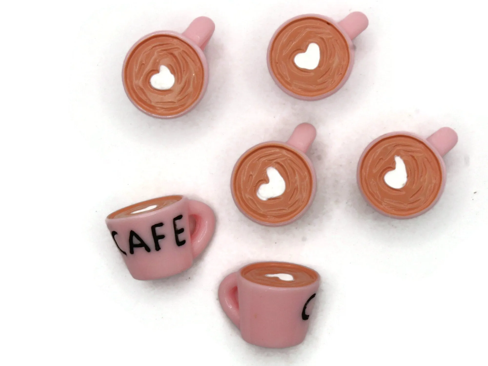 6 23mm Light Pink Mug Charms Coffee Mugs Miniature Cafe Cups