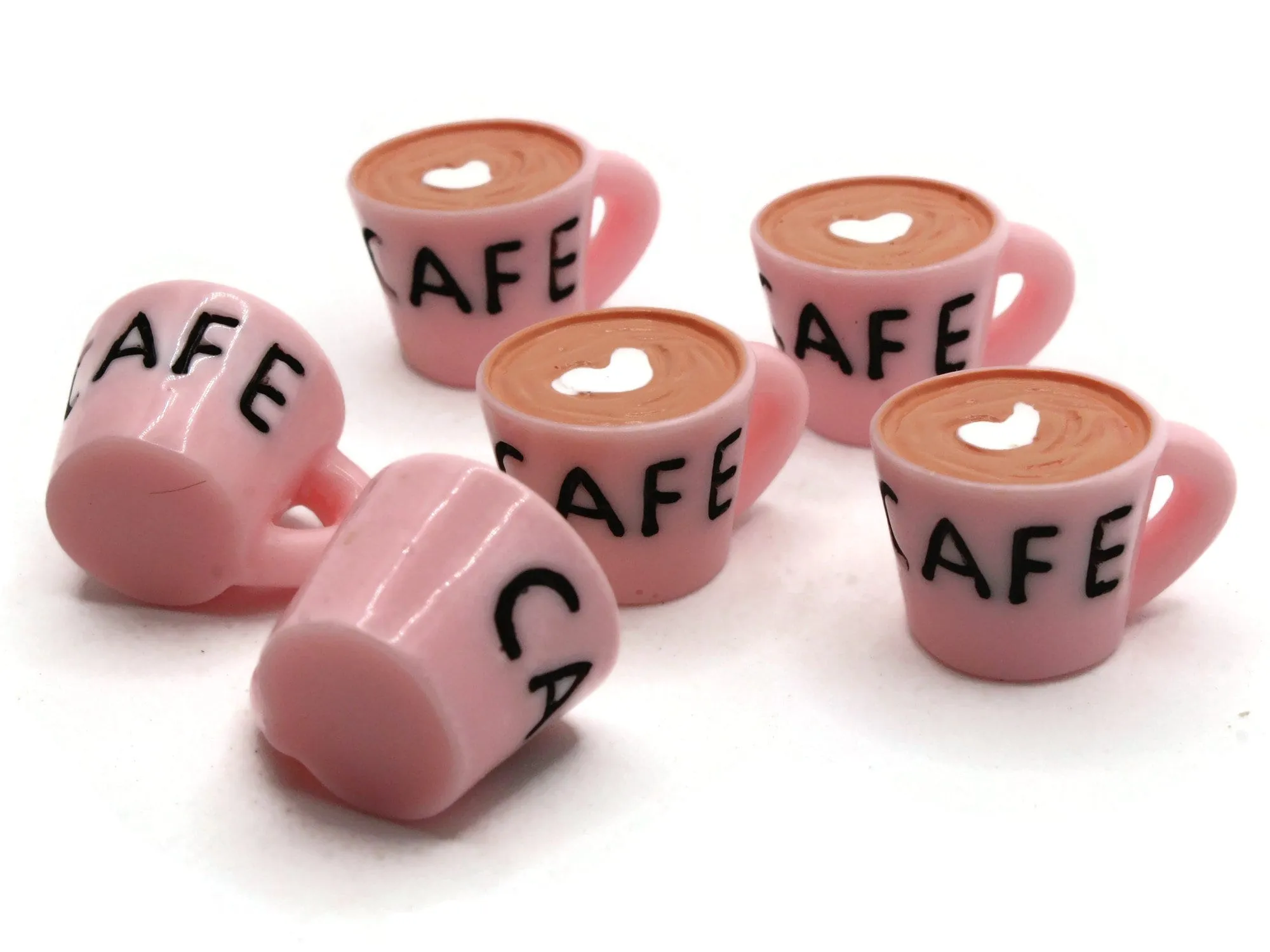 6 23mm Light Pink Mug Charms Coffee Mugs Miniature Cafe Cups