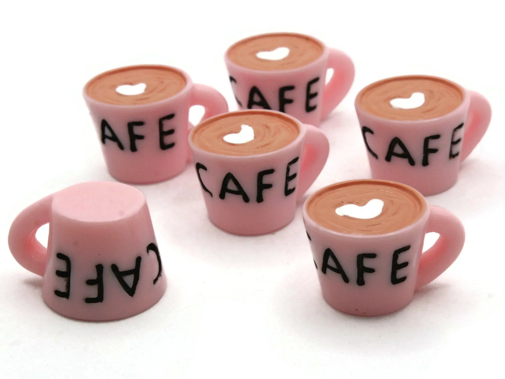 6 23mm Light Pink Mug Charms Coffee Mugs Miniature Cafe Cups