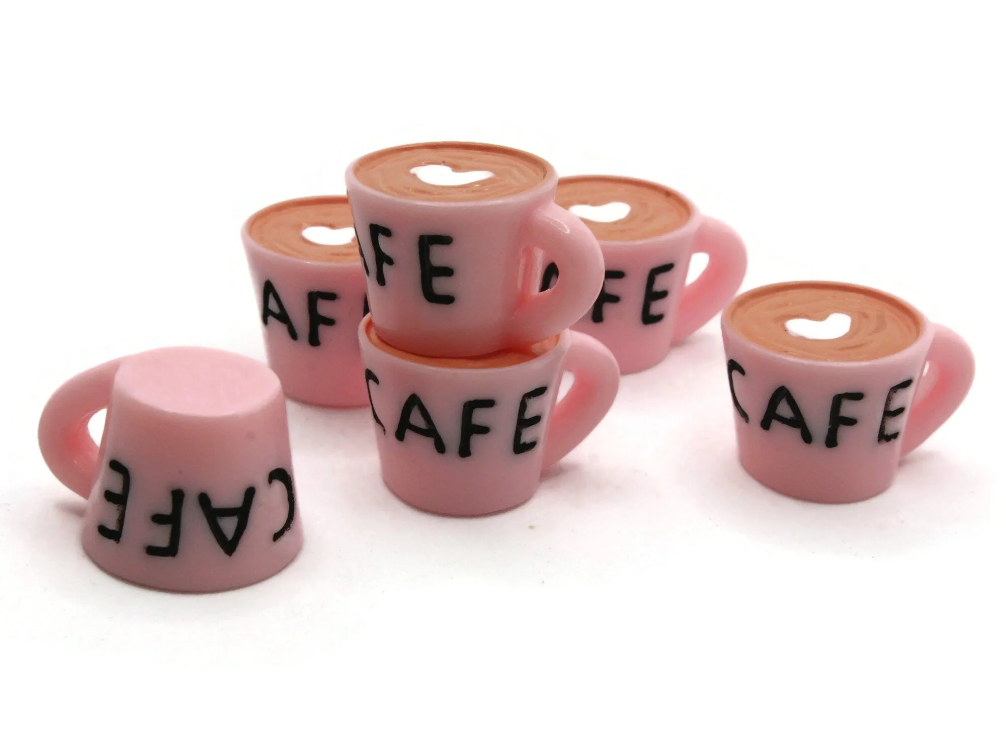 6 23mm Light Pink Mug Charms Coffee Mugs Miniature Cafe Cups