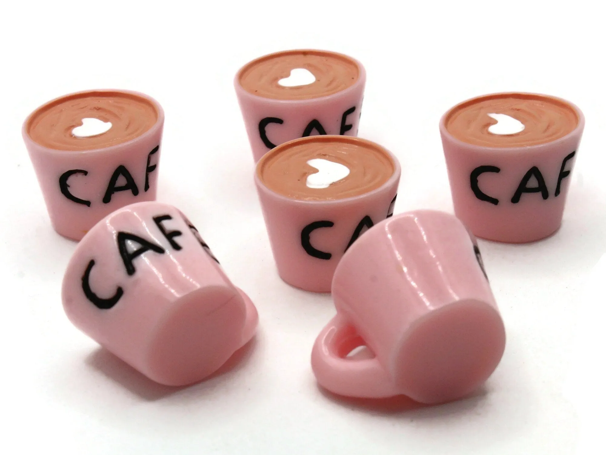 6 23mm Light Pink Mug Charms Coffee Mugs Miniature Cafe Cups