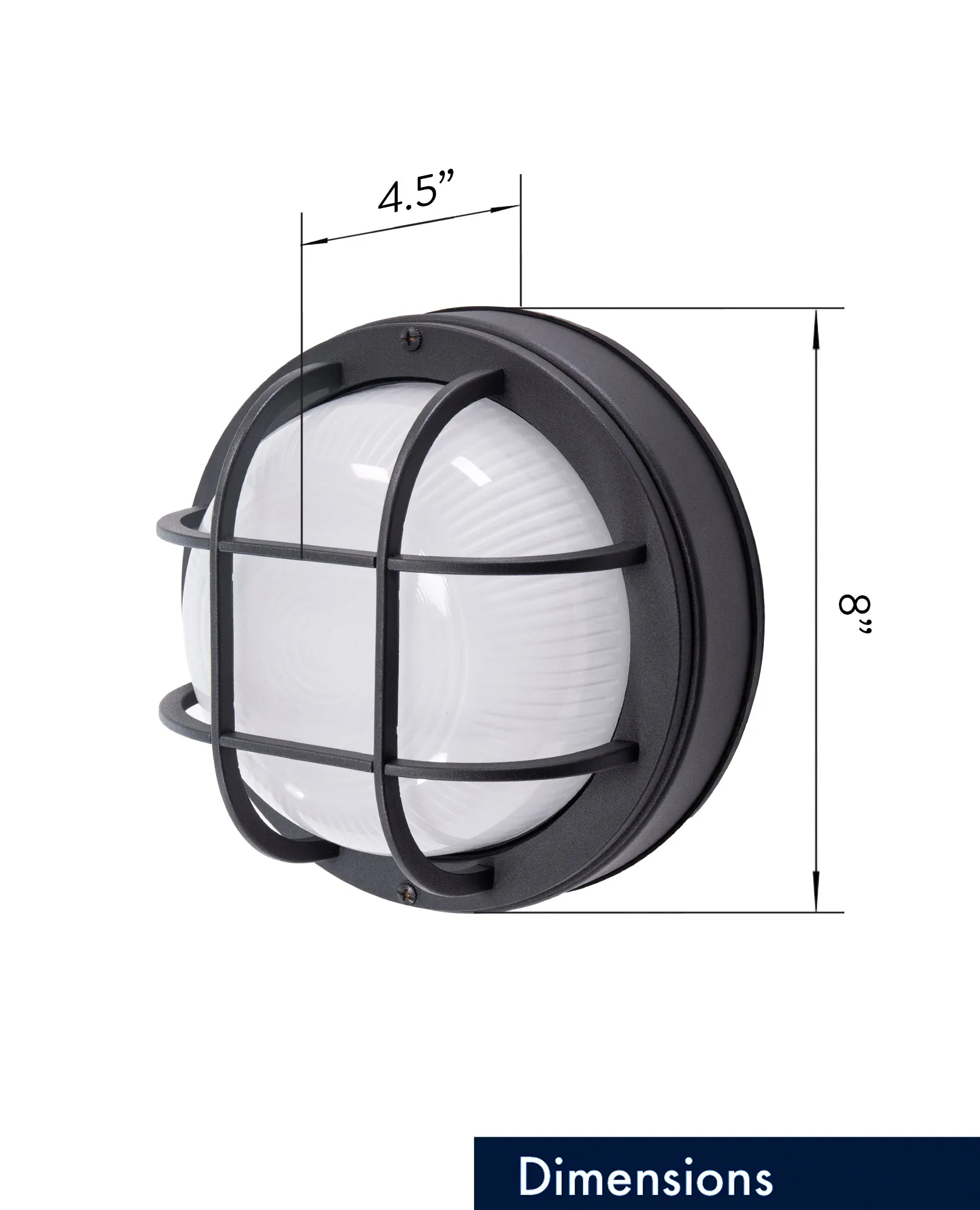 8” Round Integrated LED Nautical Bulkhead, 900 Lumens, 3K, in 3 Finishes