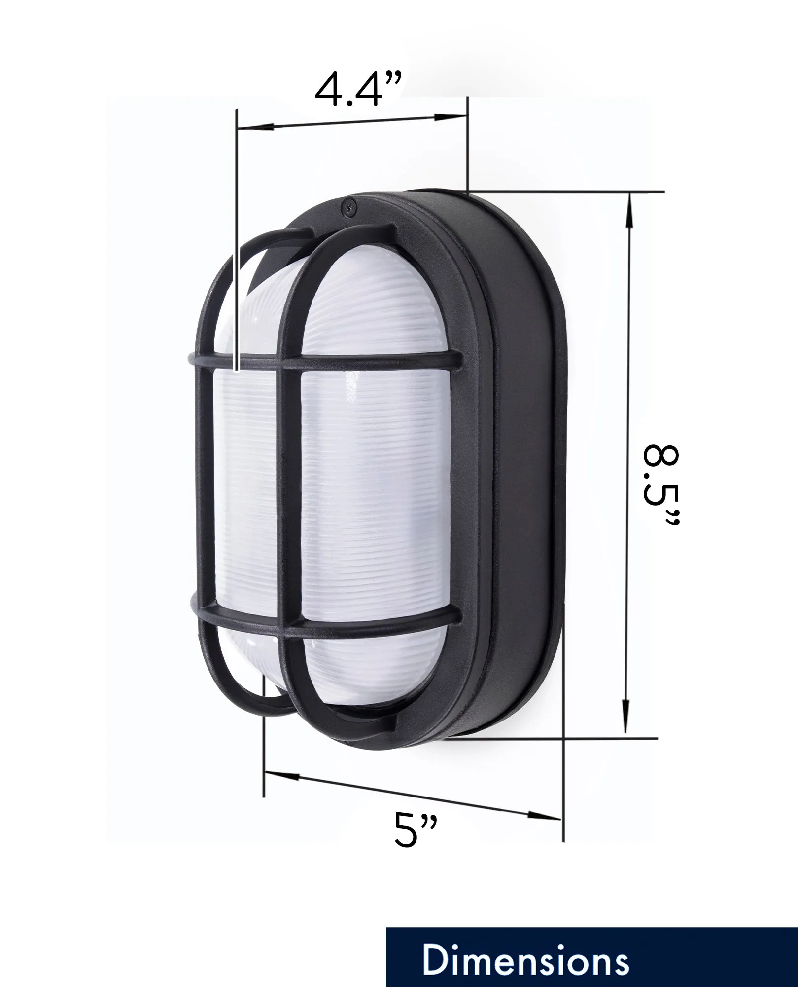 8.5” Oval Integrated LED Nautical Bulkhead, Wall or Ceiling Mount, 800 Lumens, 3K, Frosted Glass, in 3 Finishes