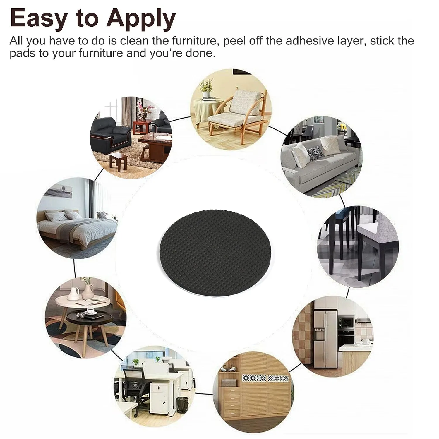 9052 Floor Protector Furniture Rubber Pads, Self Adhesive Floor Protectors Easy To Use Table Rubber Pads, Chair Rubber Pads For Home Use