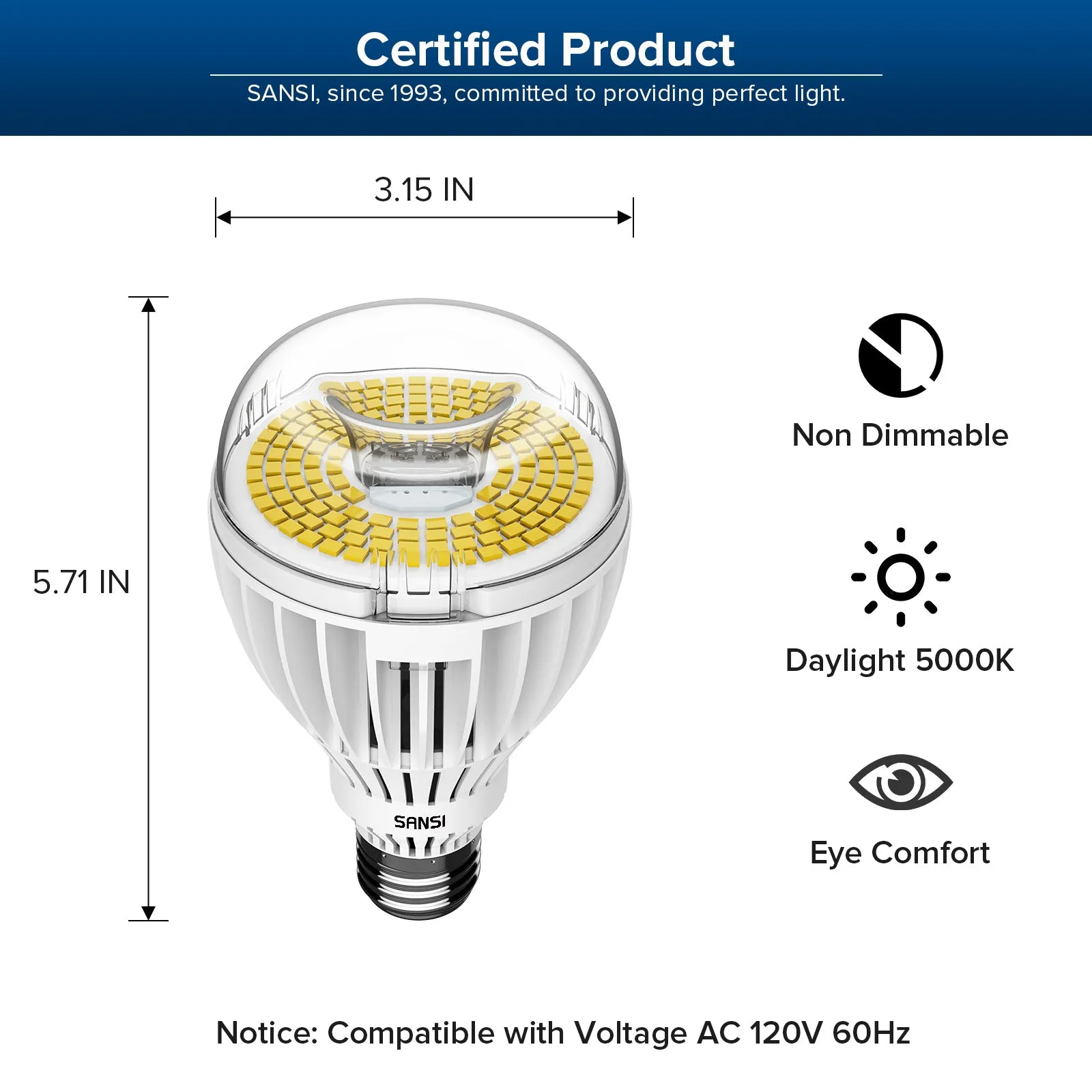 A21 36W LED 3000K/5000K Light Bulb (US/CA ONLY)