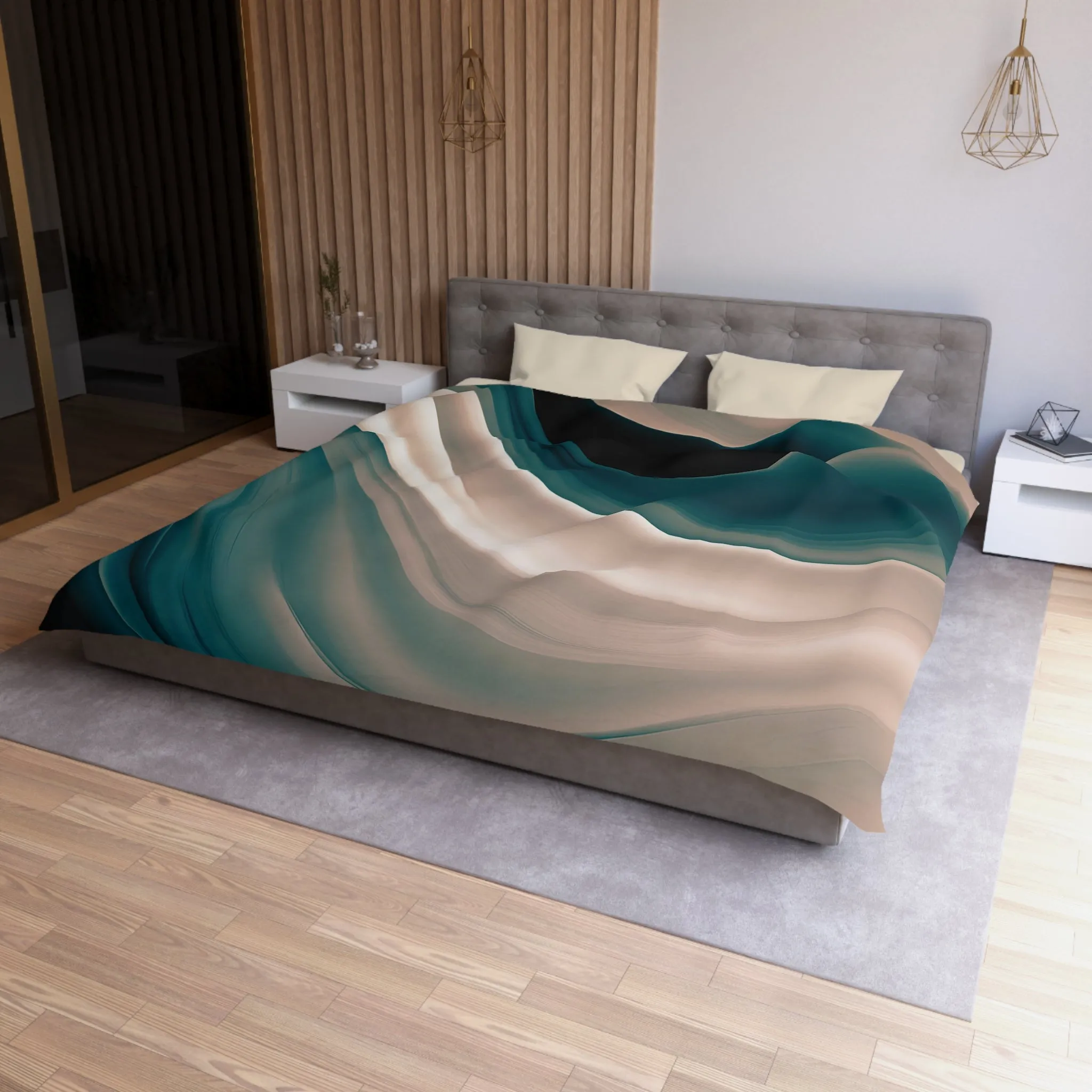 Abstract Duvet Cover | Forest Green, Beige Ombre